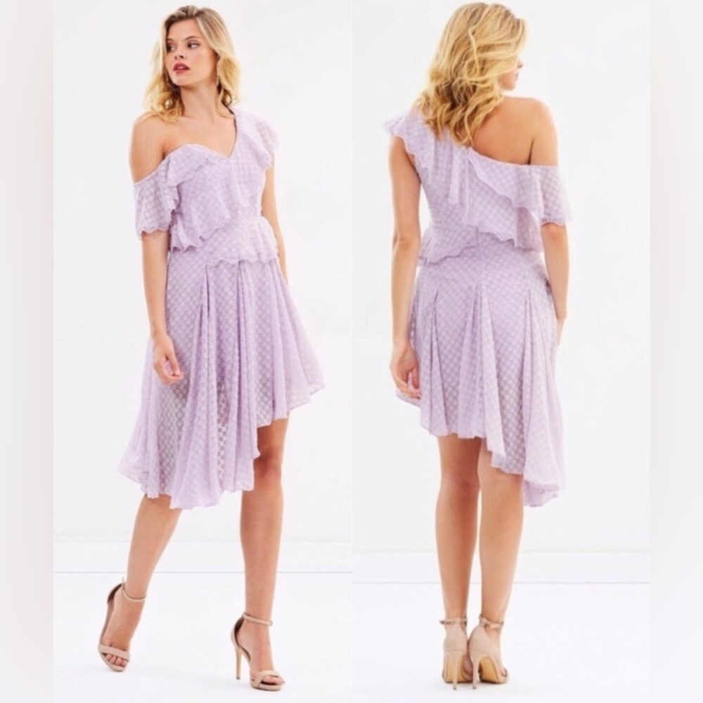 NWT Bardot Senorita Asymmetric Hem Lilac Midi Dress Size 8​​​​